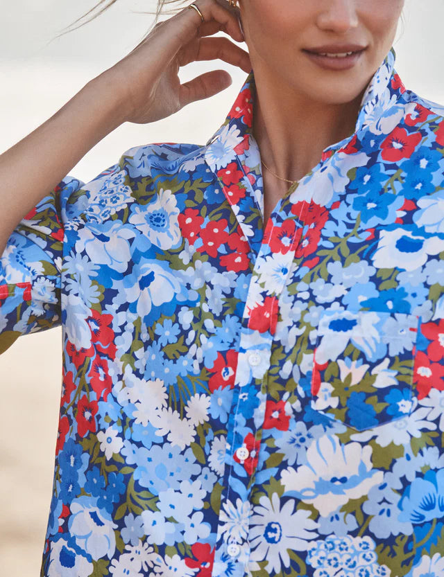 Frank and Eileen Eileen Relaxed Shirt in Floral Blue Red Green