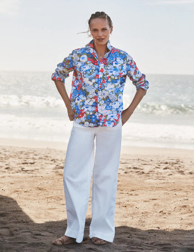 Frank and Eileen Eileen Relaxed Shirt in Floral Blue Red Green