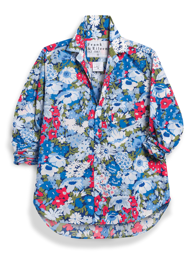 Frank and Eileen Eileen Relaxed Shirt in Floral Blue Red Green