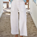 Frank & Eileen Limerick Crop Wide Leg Carpenter Pant in White - side view