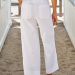 Frank & Eileen Limerick Crop Wide Leg Carpenter Pant in White - detail view