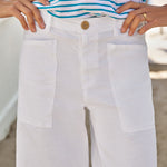 Frank & Eileen Limerick Crop Wide Leg Carpenter Pant in White - styled look