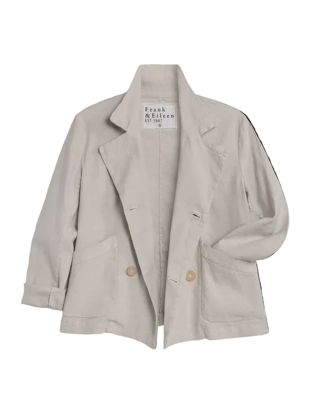 Frank and Eileen Mini Belfast Cropped Linen Peacoat in Cement