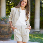 Frank and Eileen Mini Belfast Cropped Linen Peacoat in Cement