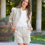 Frank and Eileen Mini Belfast Cropped Linen Peacoat in Cement