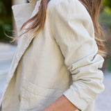 Frank and Eileen Mini Belfast Cropped Linen Peacoat in Cement
