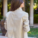 Frank and Eileen Mini Belfast Cropped Linen Peacoat in Cement