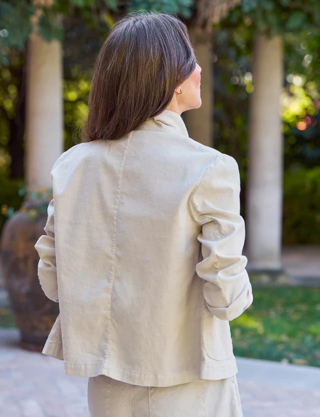 Frank and Eileen Mini Belfast Cropped Linen Peacoat in Cement
