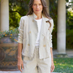 Frank and Eileen Mini Belfast Cropped Linen Peacoat in Cement
