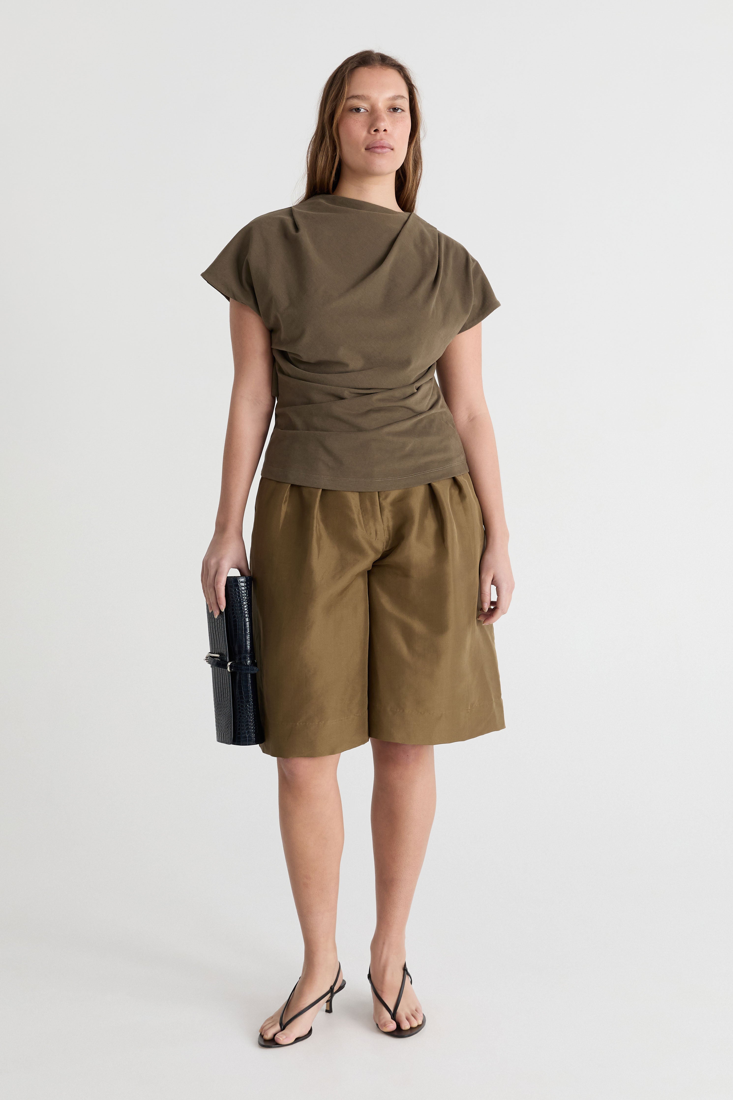 Friends With Frank The Phoebe Top in Khaki - side view