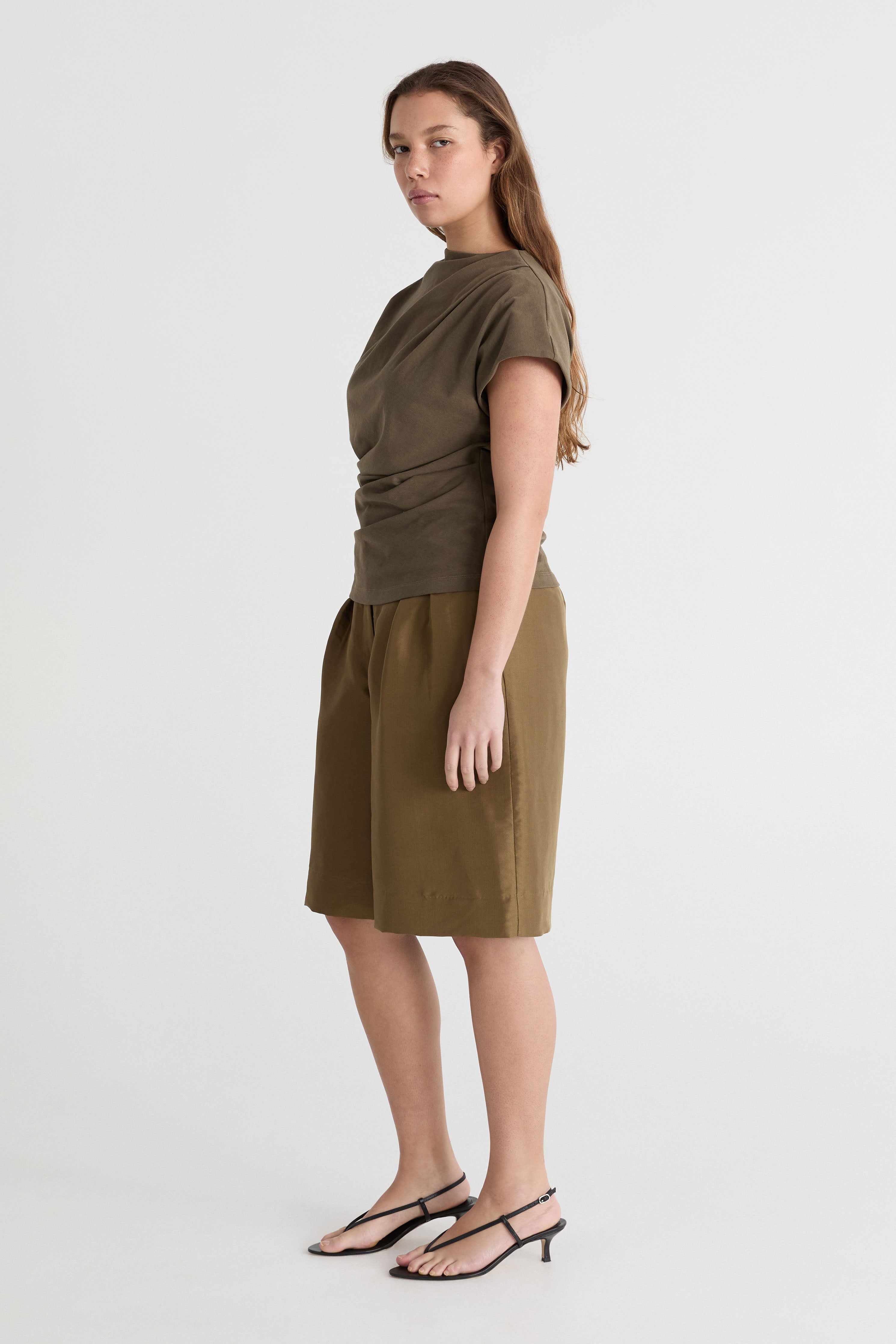 Friends With Frank The Phoebe Top in Khaki - styled look