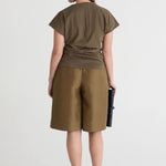 Friends With Frank The Phoebe Top in Khaki - close up