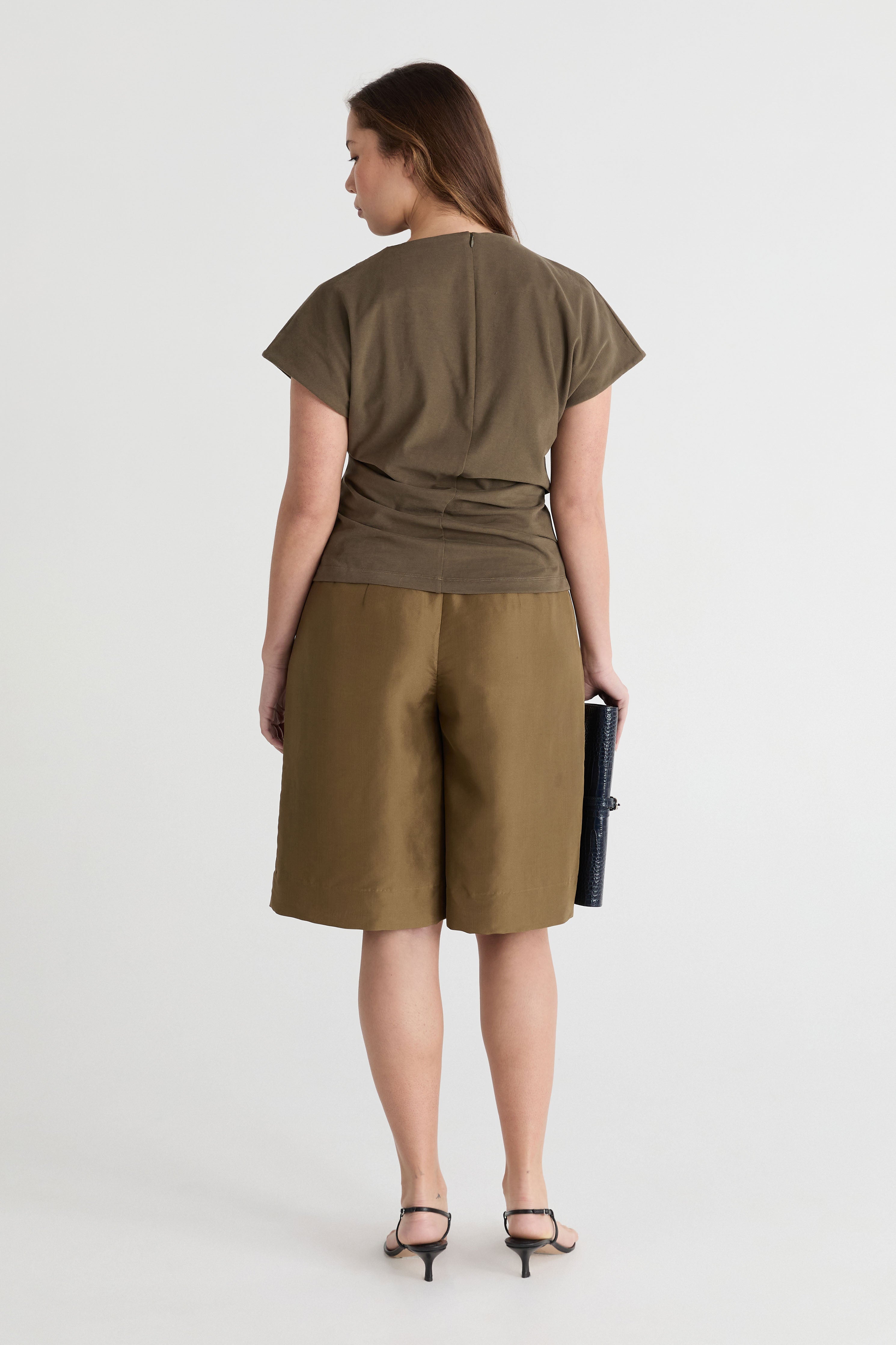 Friends With Frank The Phoebe Top in Khaki - close up