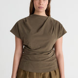 Friends With Frank The Phoebe Top in Khaki - close up