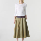 Bassike Gabardine Spliced Skirt in Taupe and Plum
