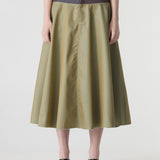 Bassike Gabardine Spliced Skirt in Taupe and Plum