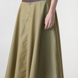 Bassike Gabardine Spliced Skirt in Taupe and Plum