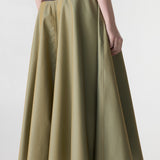 Bassike Gabardine Spliced Skirt in Taupe and Plum