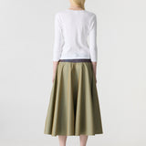 Bassike Gabardine Spliced Skirt in Taupe and Plum
