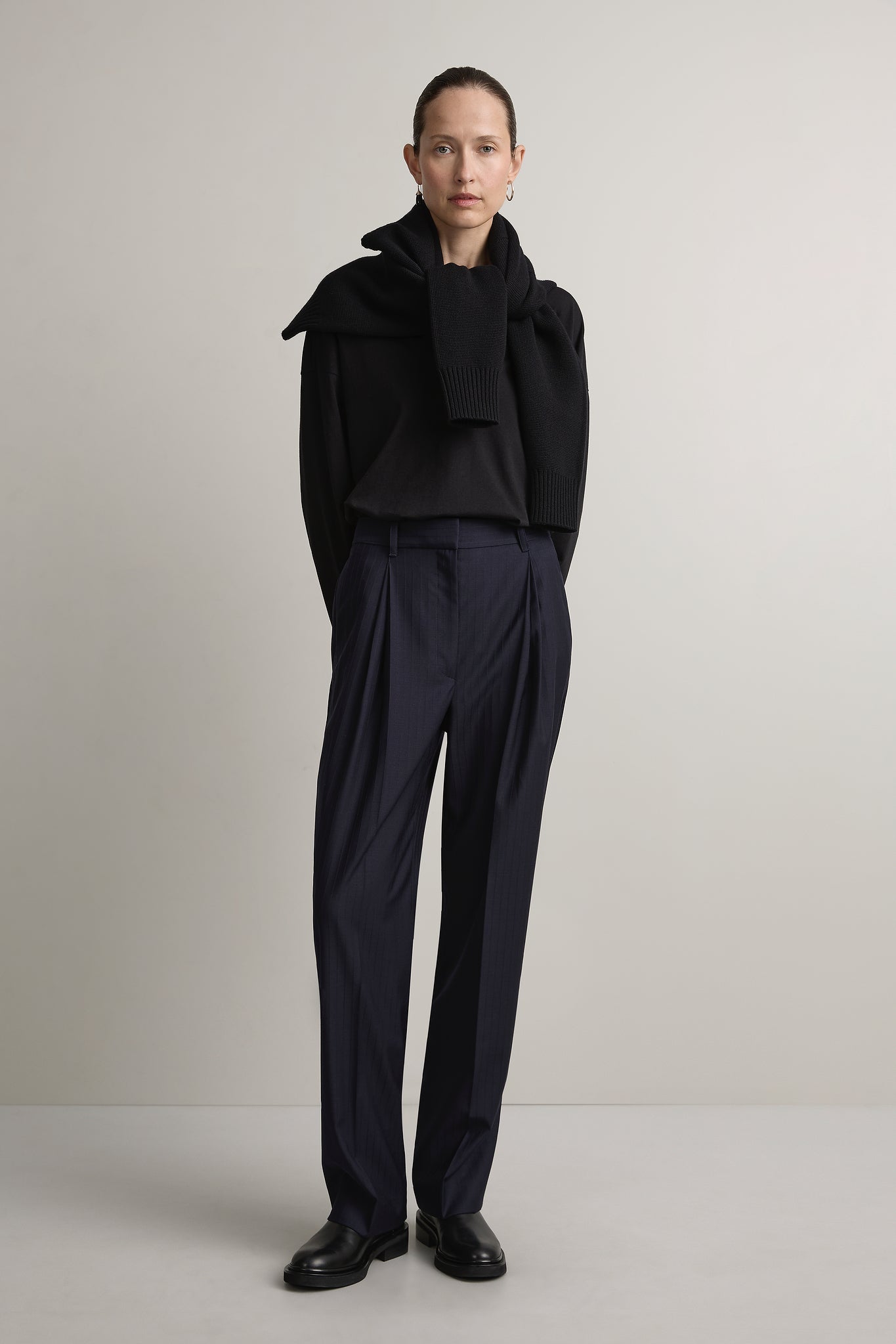A Emery Goddard Straight Pant in Ink - side view