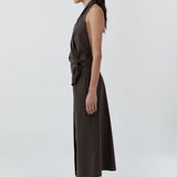 St Agni Halter Wrap Backless Dress in Wood