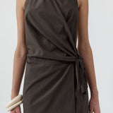 St Agni Halter Wrap Backless Dress in Wood