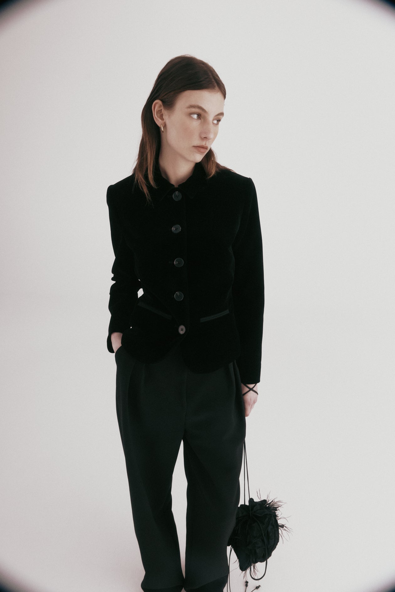 Harris Tapper Bardot Blazer in Black Velvet - side view