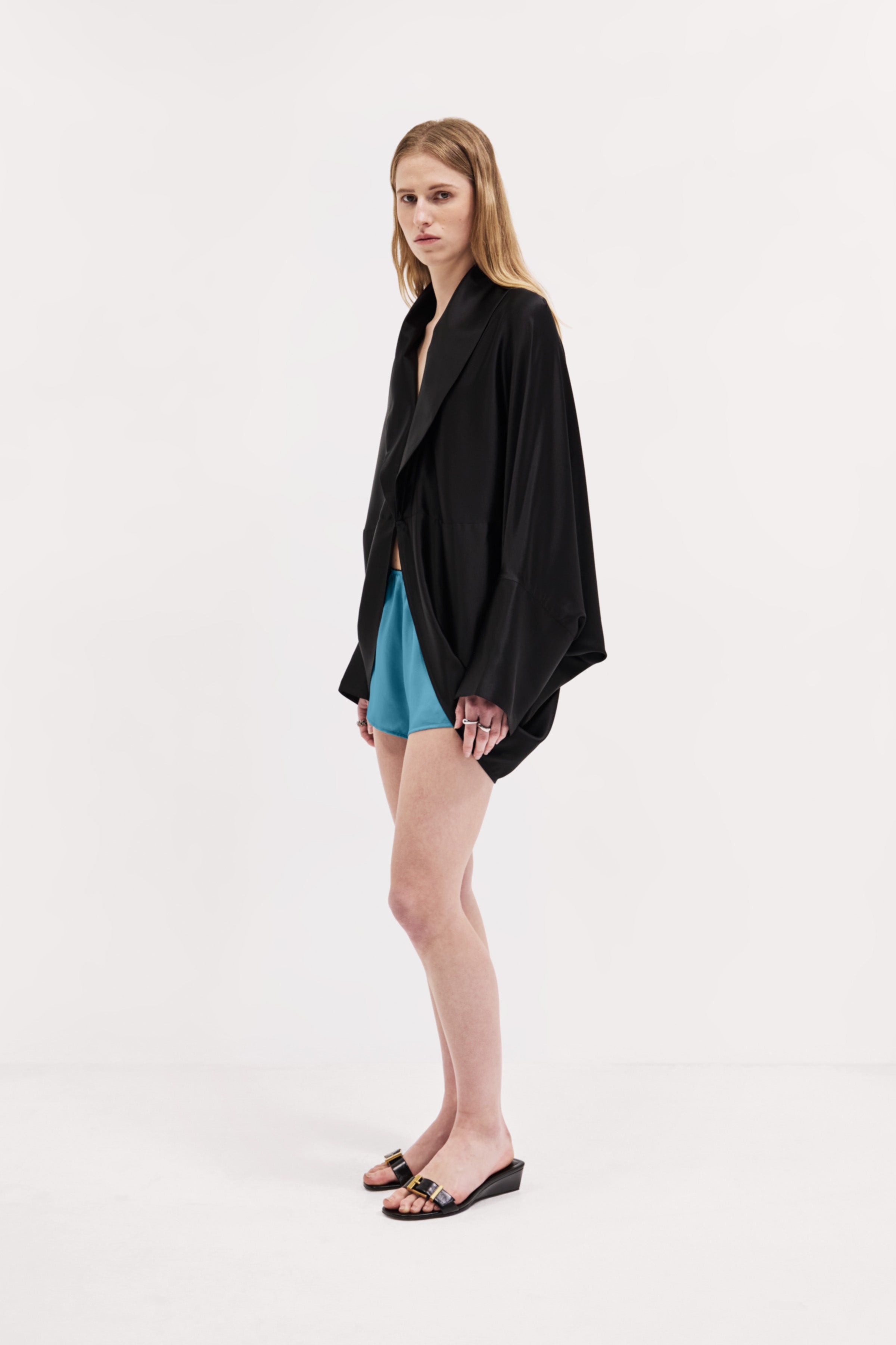 Harris Tapper Cocoon Blouse in Black - detail view