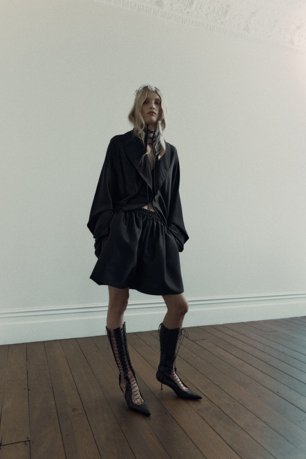 Harris Tapper Cocoon Blouse in Black - close up