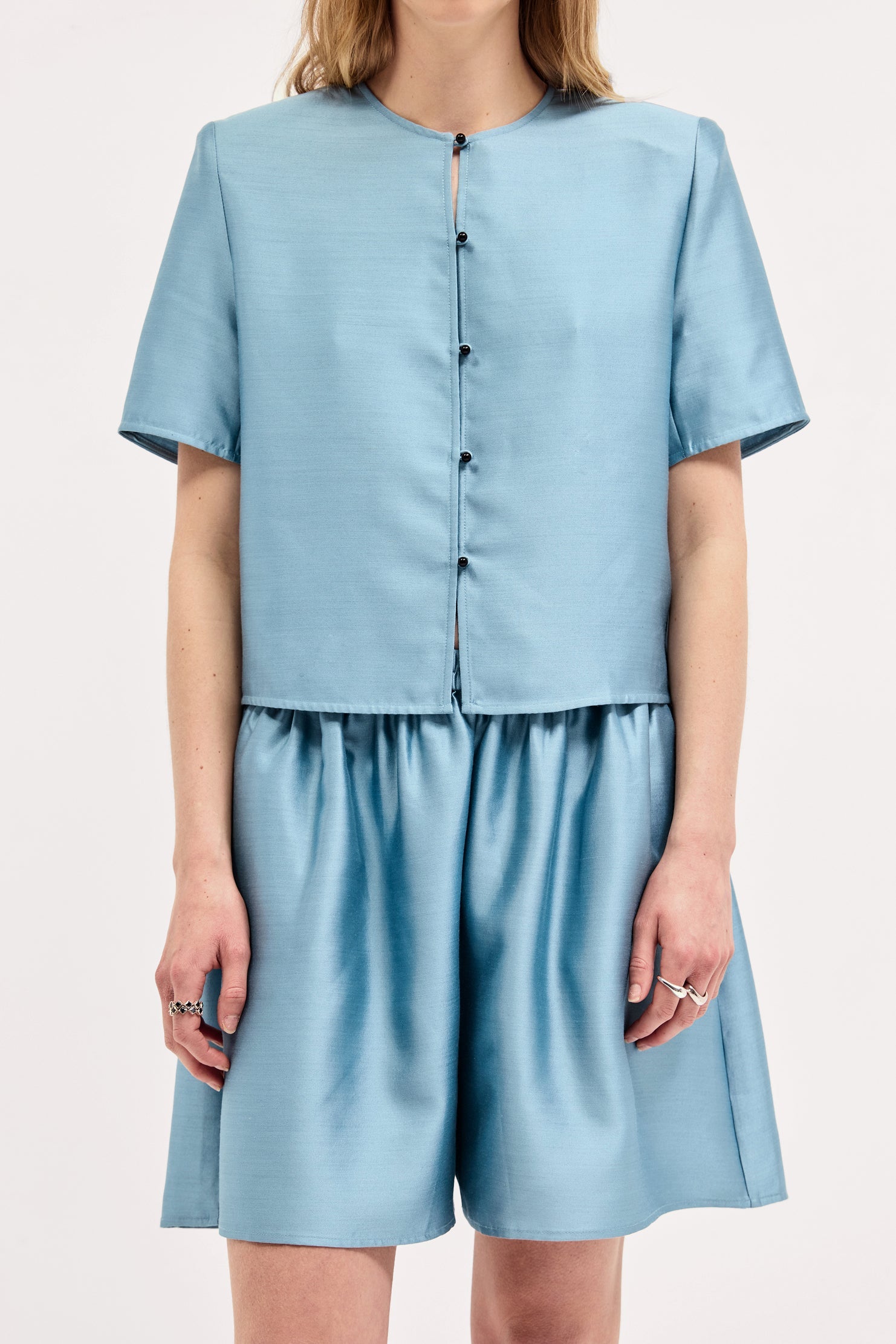 Harris Tapper Tina Top in Topaz - styled look