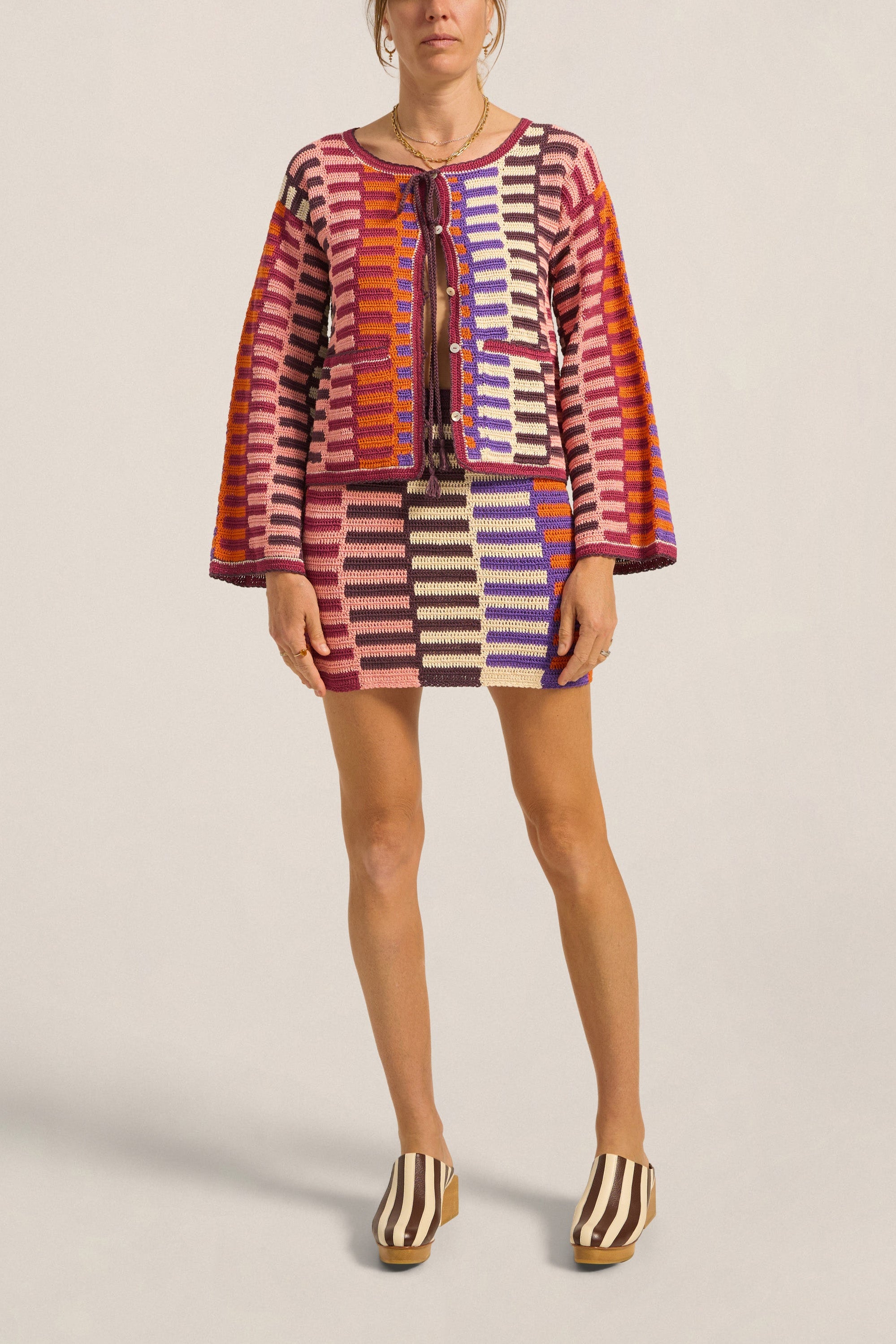 Ilio Nema Carthage Cardigan in Multi Crochet - side view