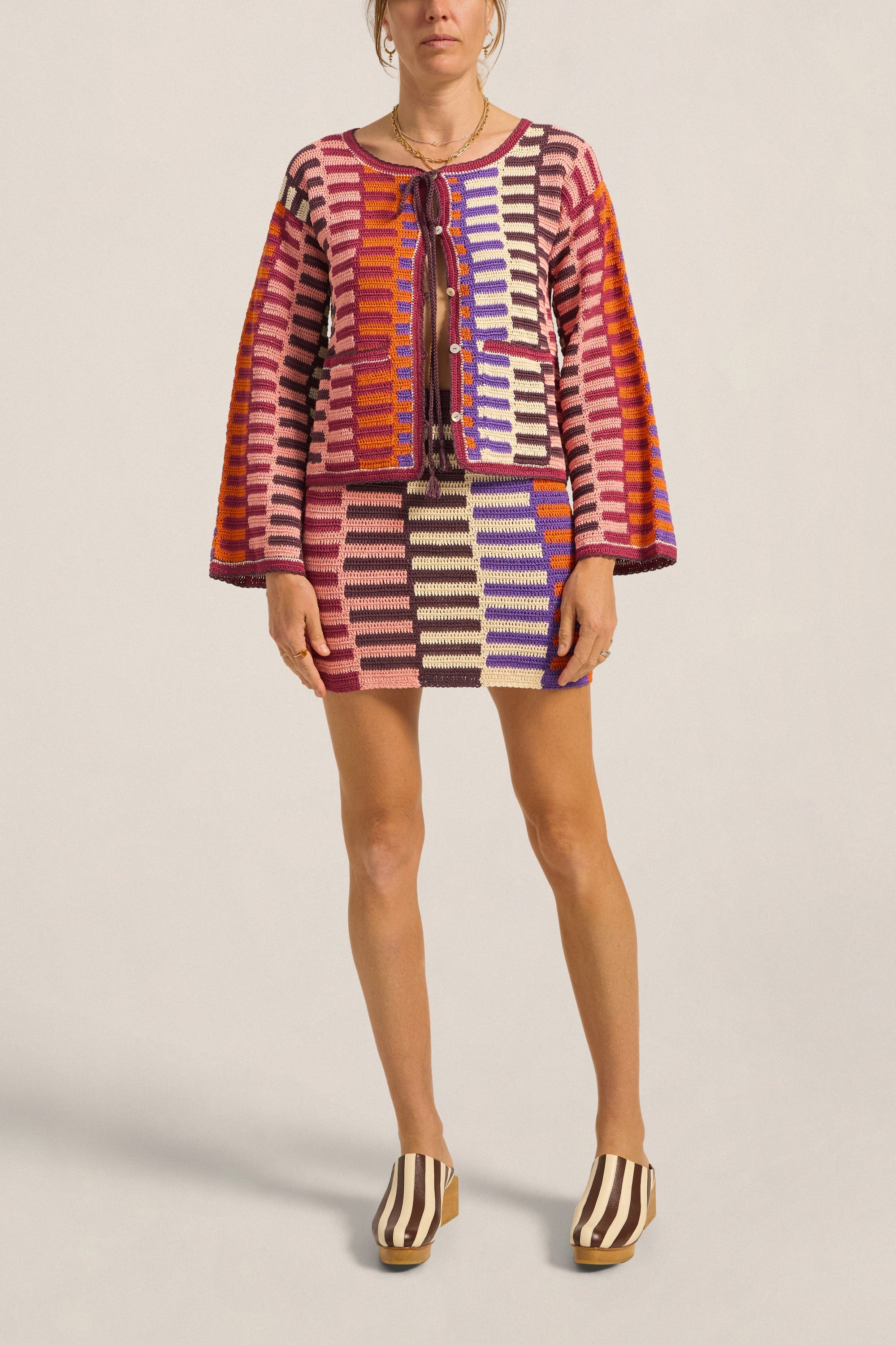 Ilio Nema Carthage Cardigan in Multi Crochet - side view