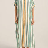 Ilio Nema Melanie Caftan in Green Fez Stripe - side view