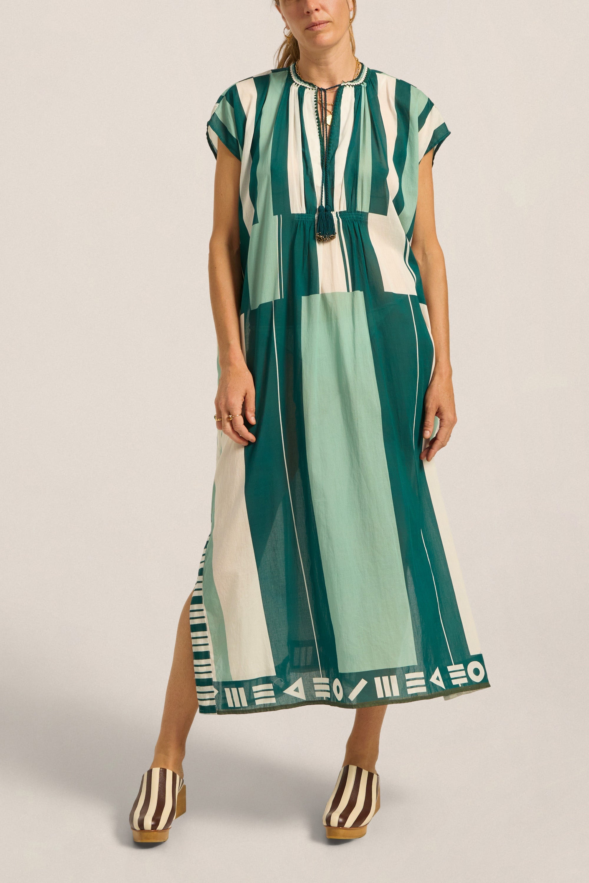Ilio Nema Thaddeus Caftan in Green Sarong Voile - side view