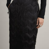 A Emery Innes Fringed Skirt in Black