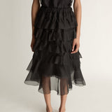 Lee Mathews Innes Organza Ruffle Skirt in Black