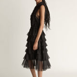 Lee Mathews Innes Organza Ruffle Skirt in Black