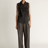 Lee Mathews Innes Organza Ruffle Top in Black