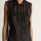 Lee Mathews Innes Organza Ruffle Top in Black
