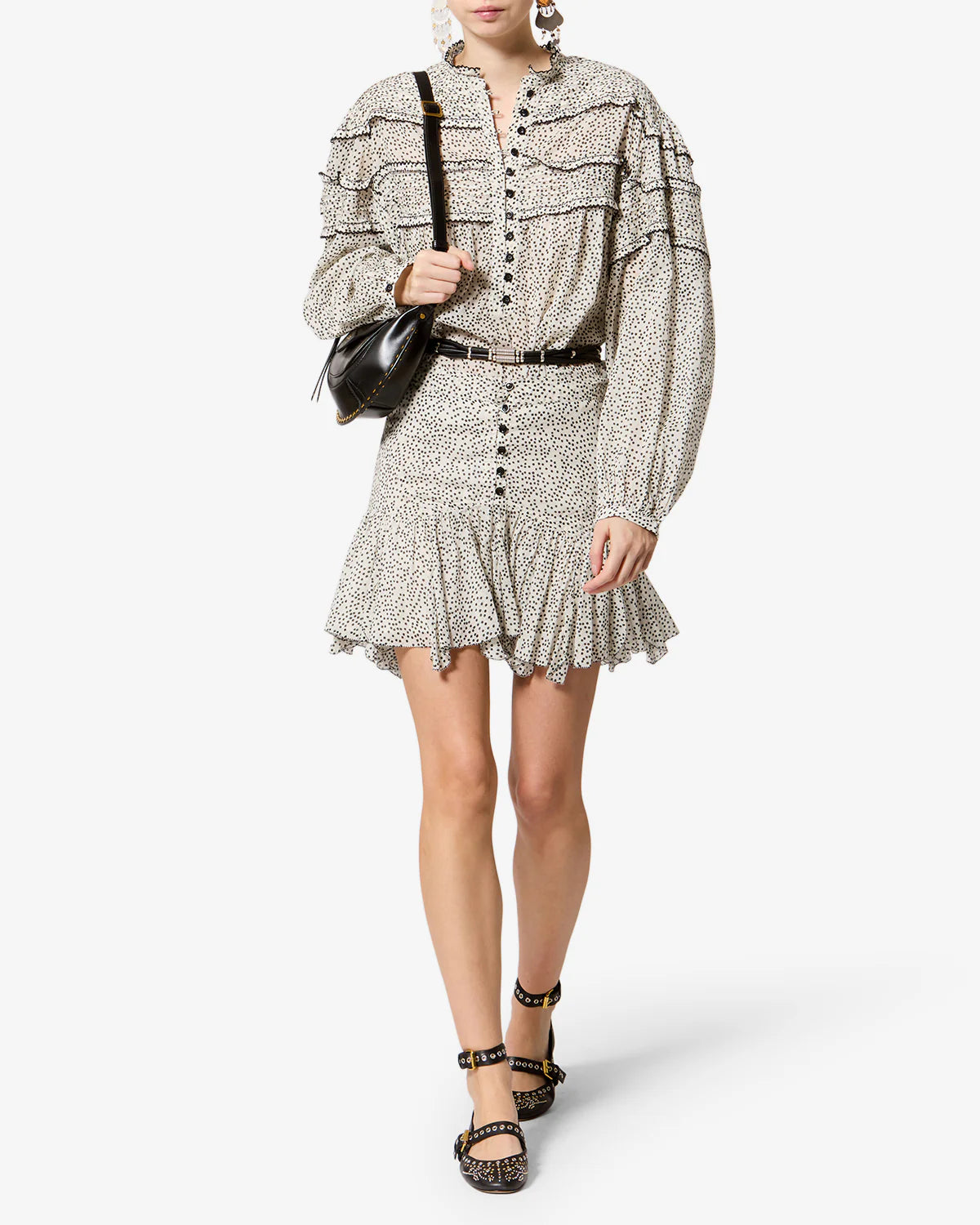 Isabel Marant Doane Top in Ecru And Black - side view