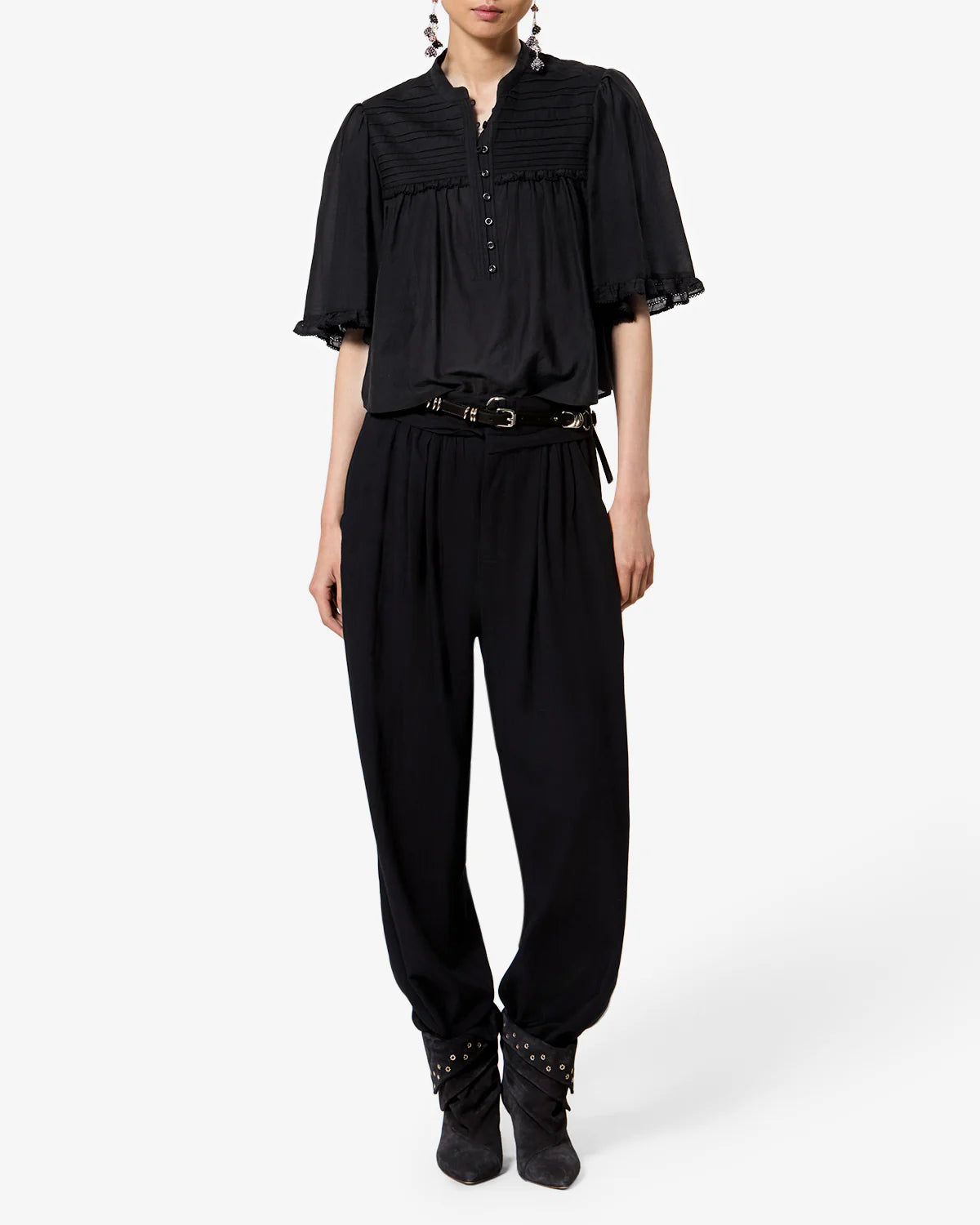 Isabel Marant Douna Top in Black - side view