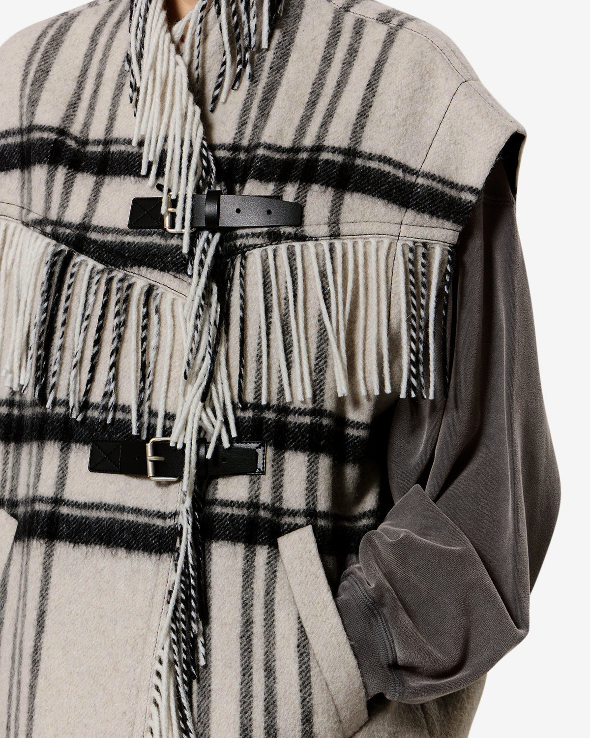 Isabel Marant Ginesa Jacket in Ecru And Black - detail view