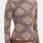 Sir Isola Long Sleeve Top in Rose Parquet Plum - close up