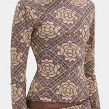 Sir Isola Long Sleeve Top in Rose Parquet Plum - close up