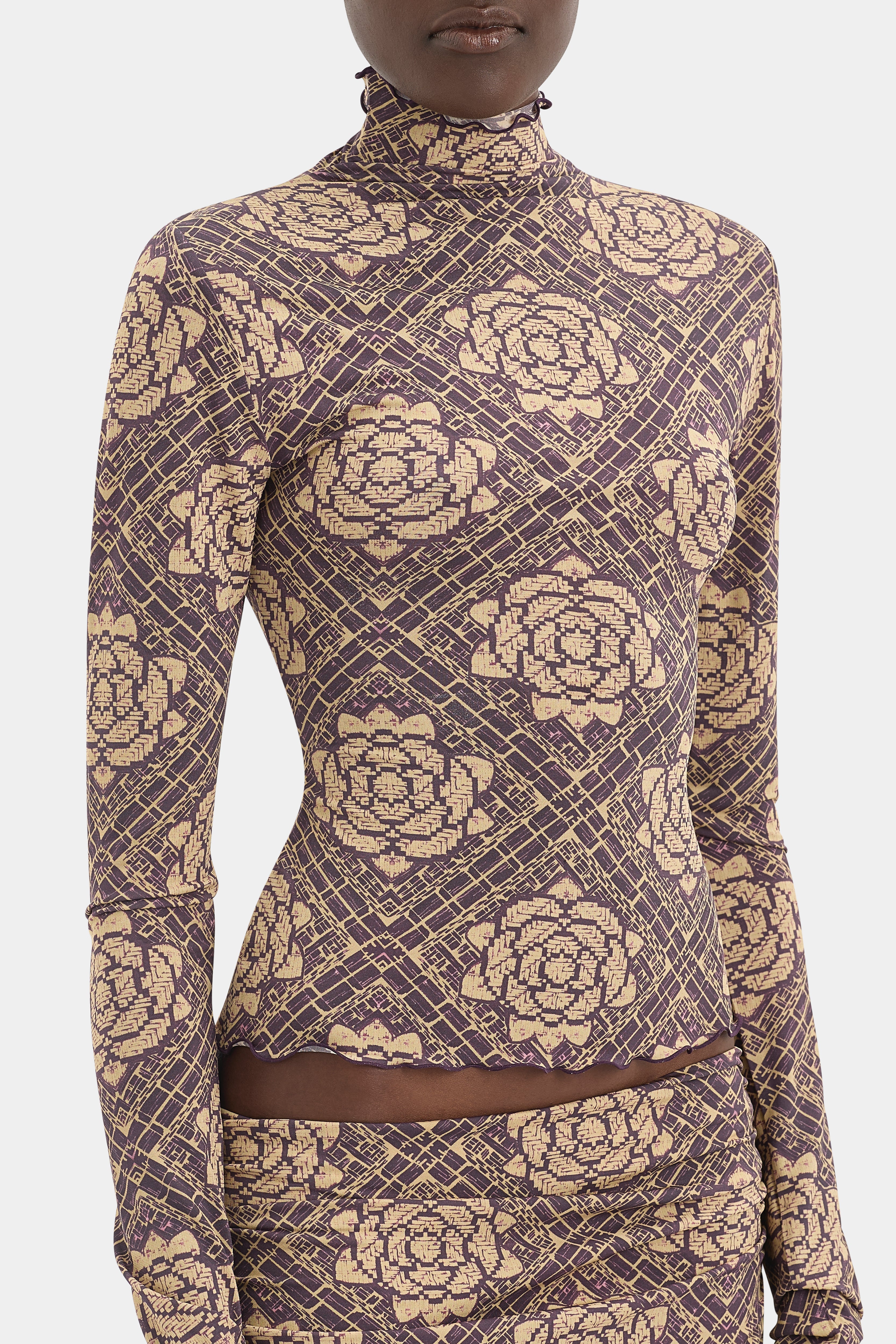 Sir Isola Long Sleeve Top in Rose Parquet Plum - close up