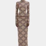 Sir Isola Midi Skirt in Rose Parquet Plum - side view
