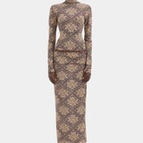 Sir Isola Midi Skirt in Rose Parquet Plum - side view