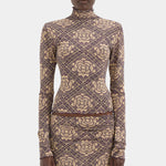 Sir Isola Long Sleeve Top in Rose Parquet Plum - close up
