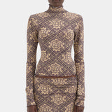 Sir Isola Long Sleeve Top in Rose Parquet Plum - close up