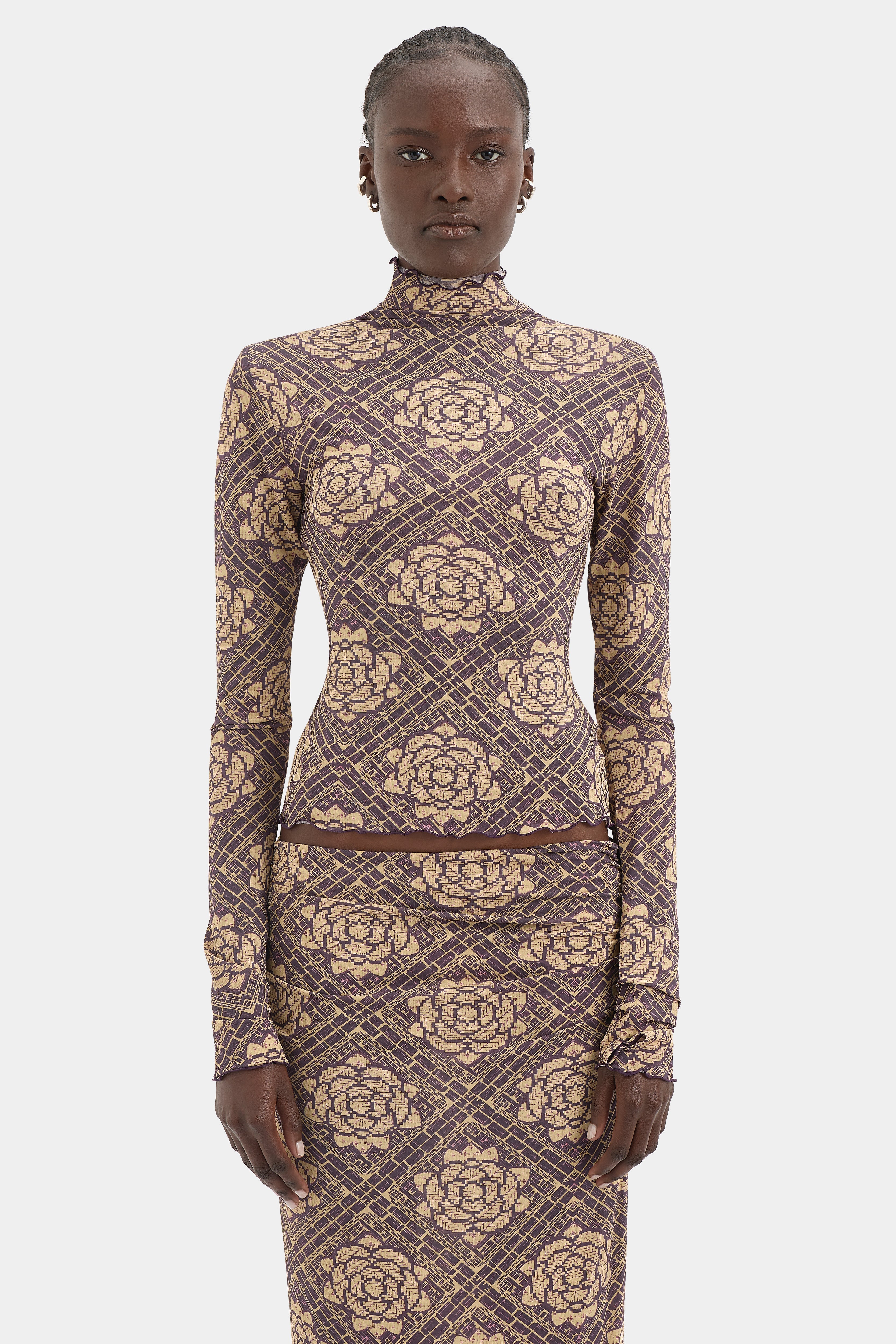 Sir Isola Long Sleeve Top in Rose Parquet Plum - close up